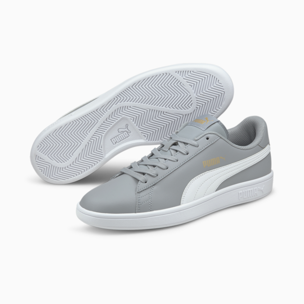 PUMA Smash V2 Sneaker, Quarry-Puma White-Puma Team Gold, large-ZAF
