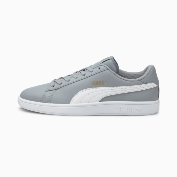 PUMA Smash V2 Sneaker, Quarry-Puma White-Puma Team Gold, large-ZAF