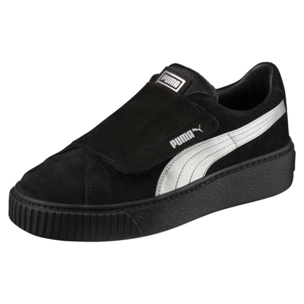 puma black satin trainers