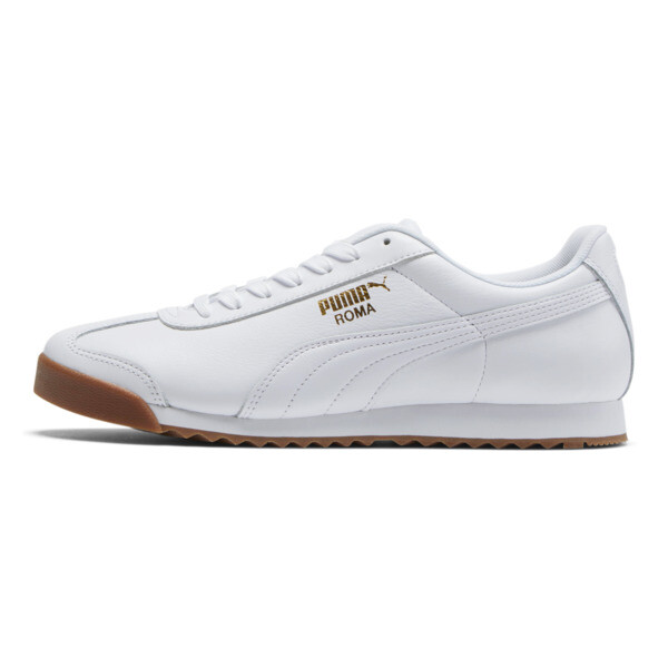 Puma Roma Classic Gum Sneakers In White- Team Gold