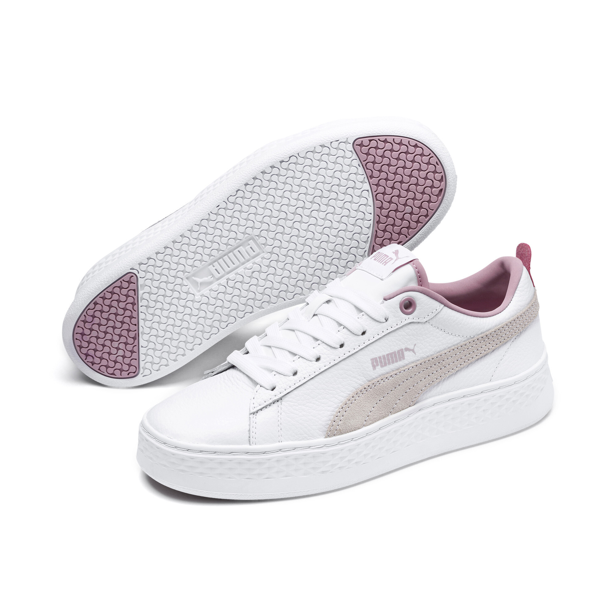 【プーマ公式通販】 プーマ スマッシュ プラットフォーム L ウィメンズ スニーカー ウィメンズ Puma White-Pale Pink ｜PUMA.com