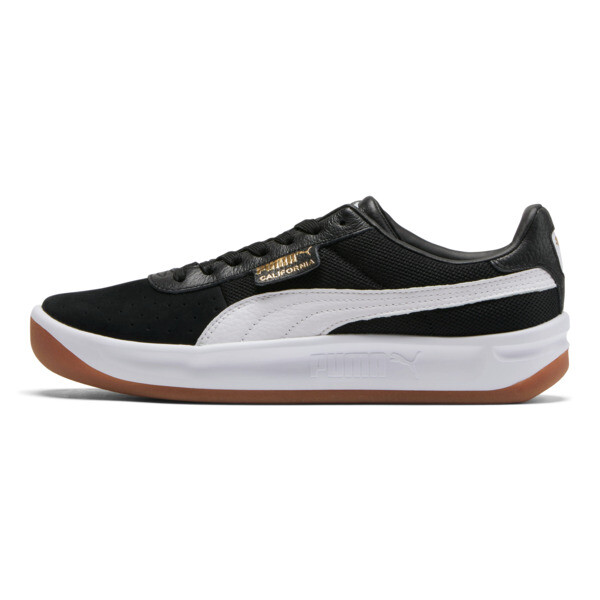 Puma California Casual Men s Sneakers In Black White Team Gold ModeSens