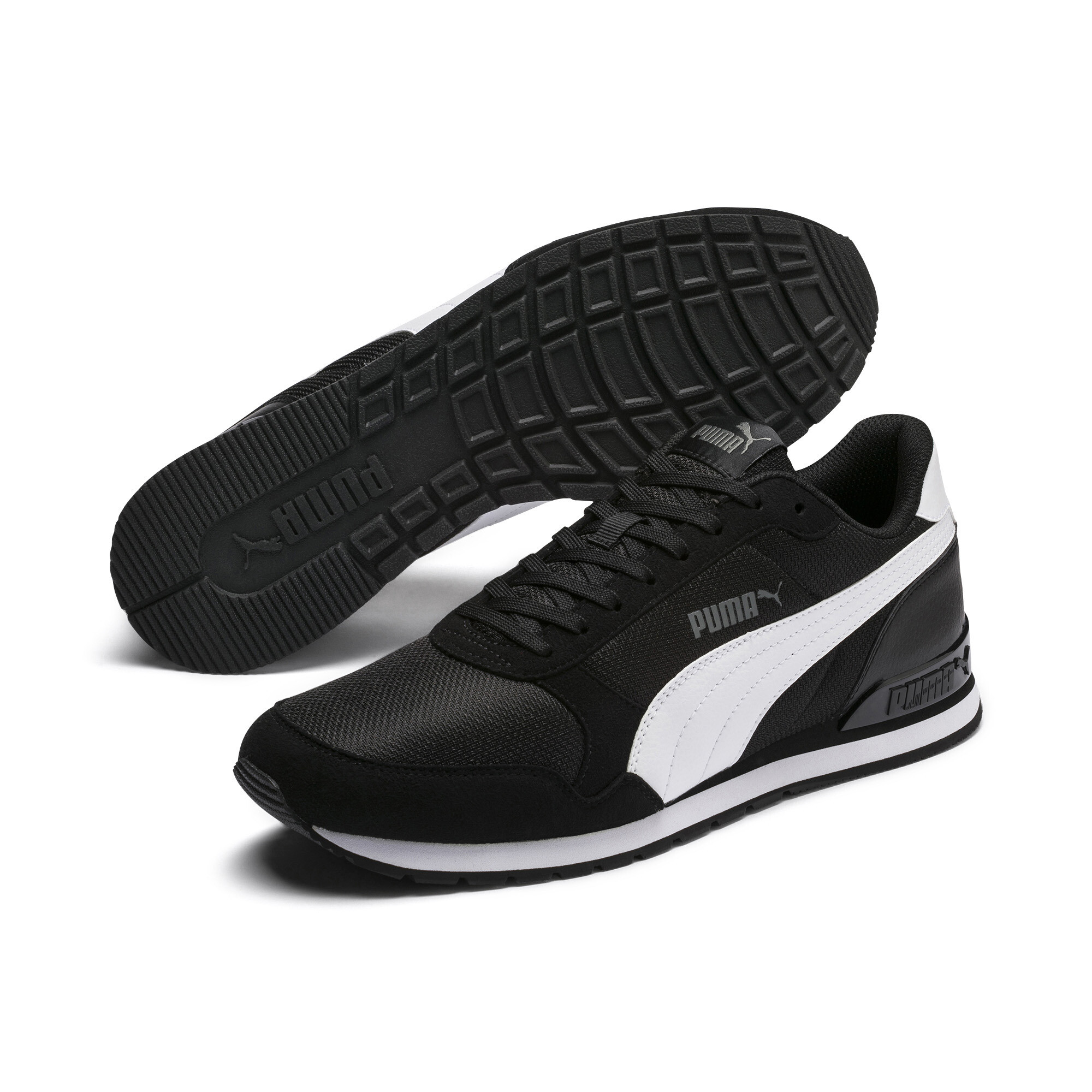 puma black synthetic leather cat runner sports shoes