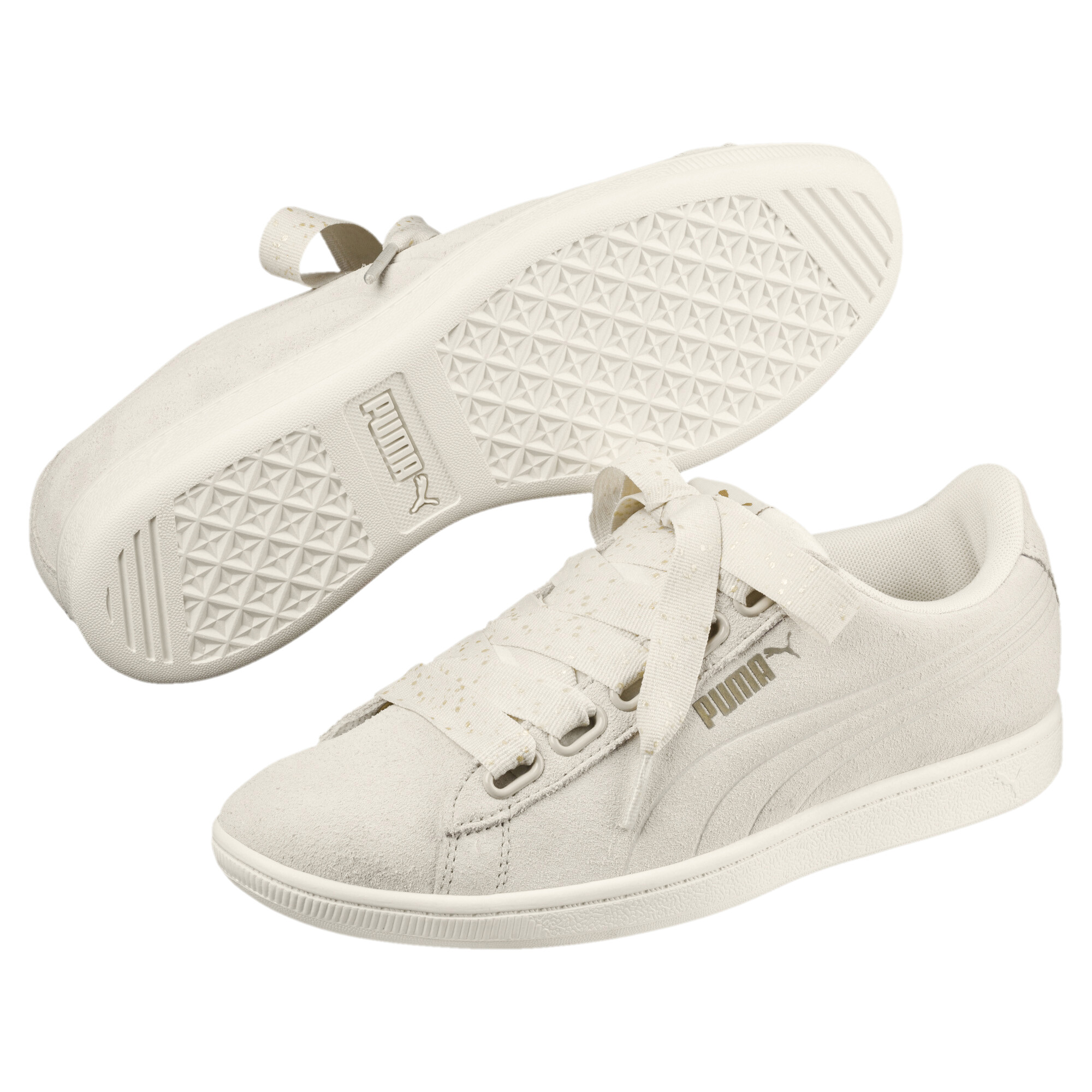 puma white sneakers with ribbon
