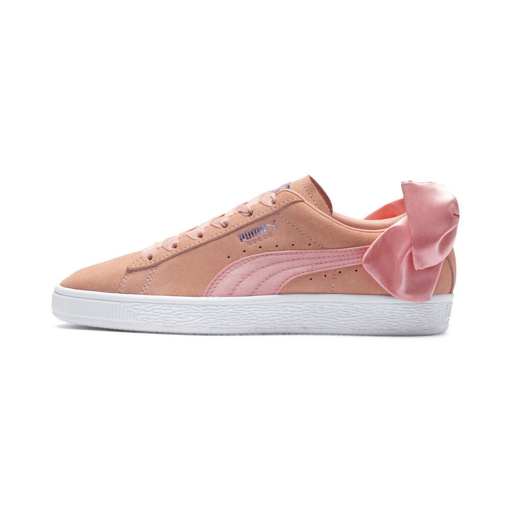 pink puma trainers with bow