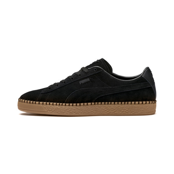 PUMA Suede Classic Blanket Stitch Sneakers in Black/Gum - 368903_02