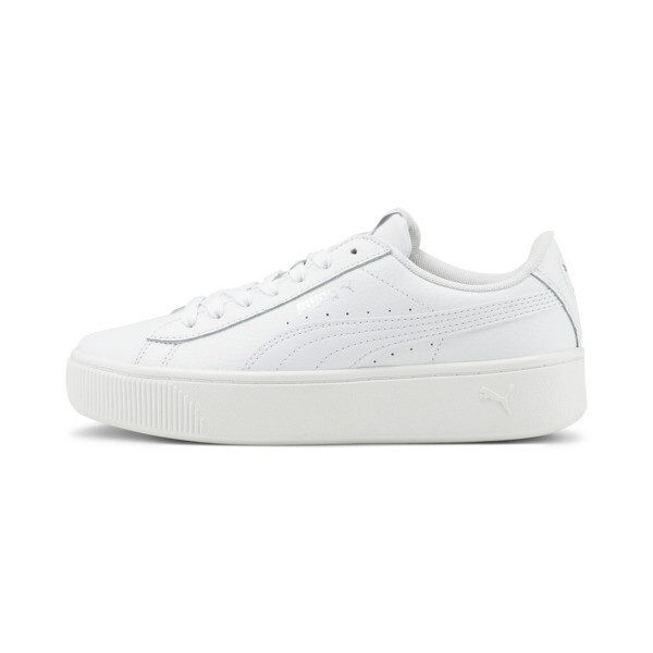 Puma Vikky Leather Sneaker In White- White
