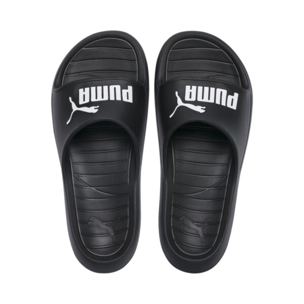 puma black and white slides