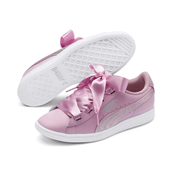 PUMA Vikky Ribbon Satin Sneakers JR, Pale Pink-Pale Pink, large
