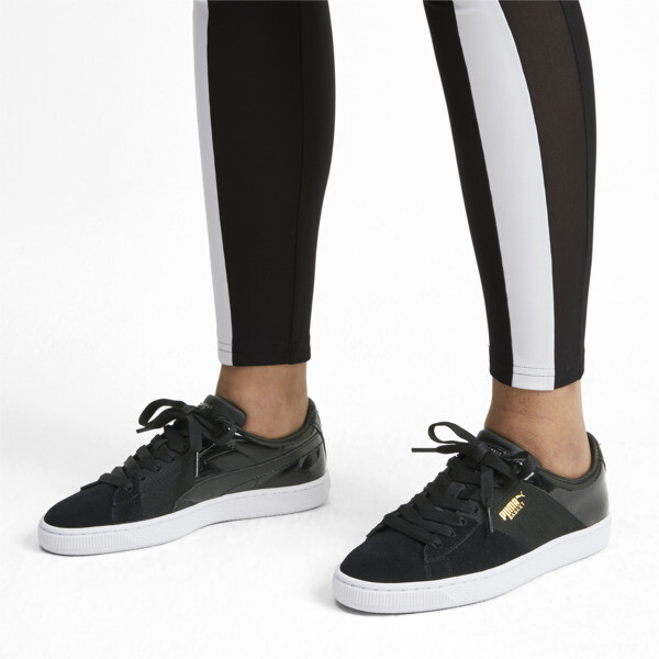 black puma basket trainers