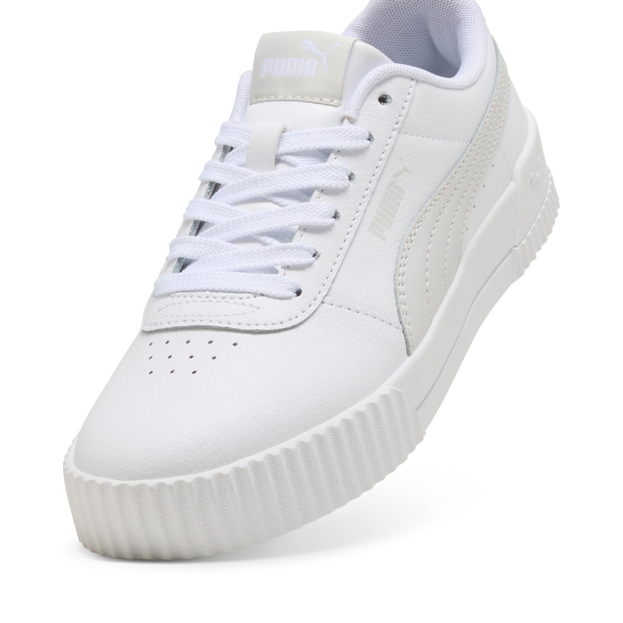 Carina leren sportschoenen voor Dames, Grijs/Wit, Maat 35,5 | PUMA