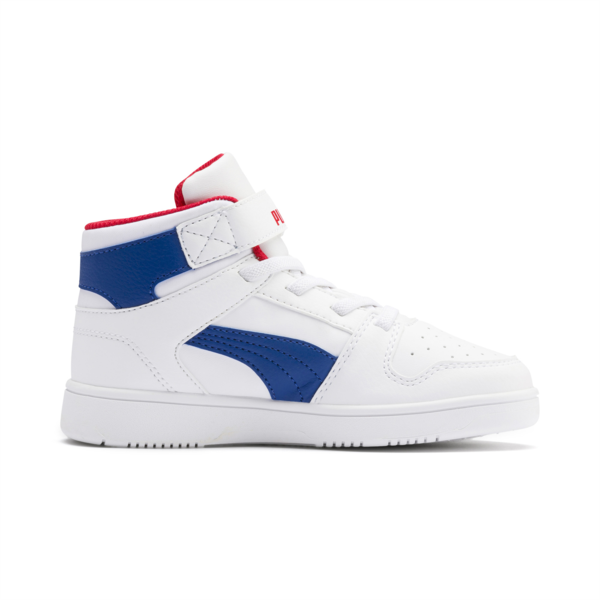 Rebound Lay-Up SL V Kids' Trainers, Puma White-Galaxy Blue-High Risk Red, large-ZAF