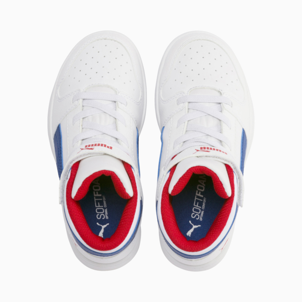 Rebound Lay-Up SL V Kids' Trainers, Puma White-Galaxy Blue-High Risk Red, large-ZAF
