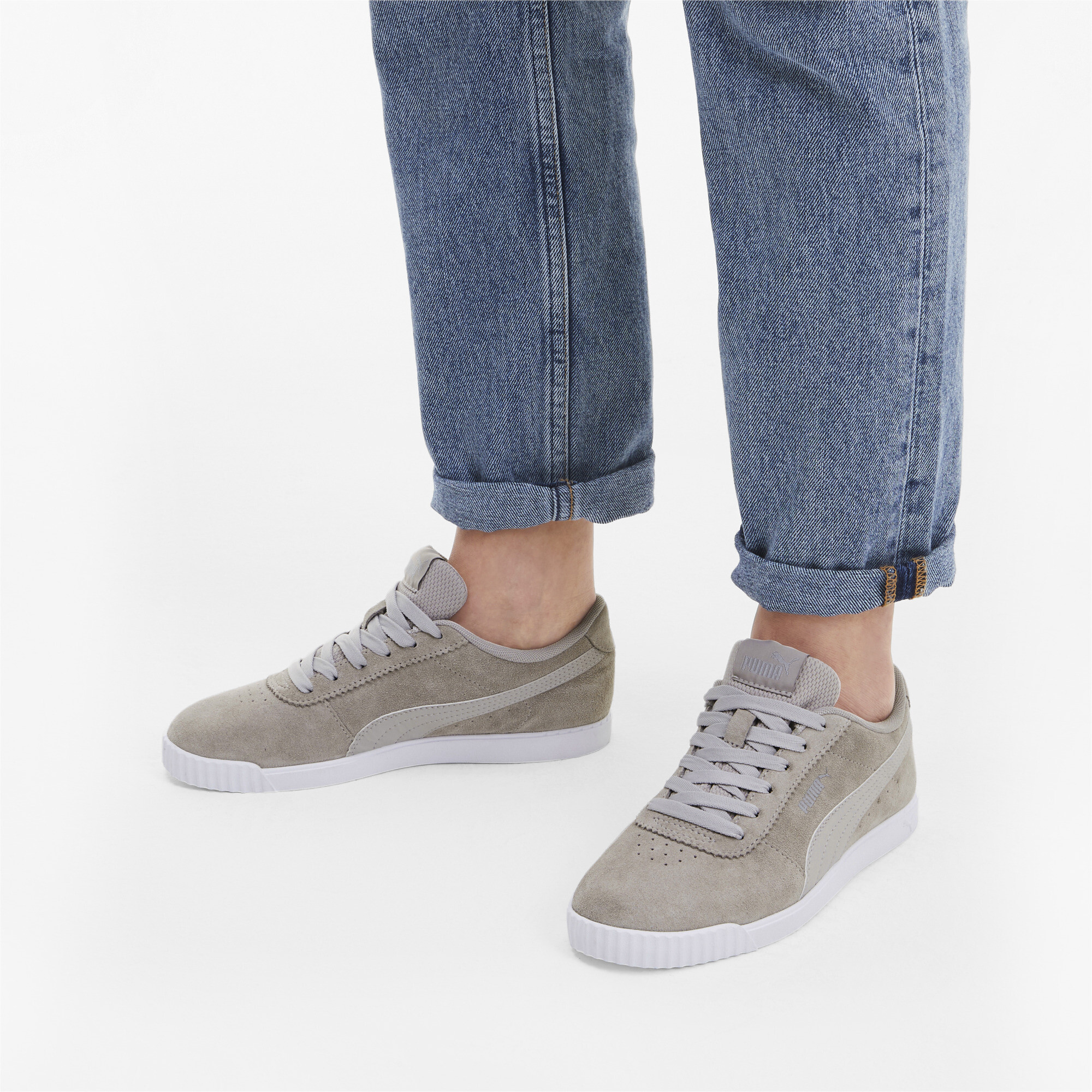 puma carina suede ladies trainers grey