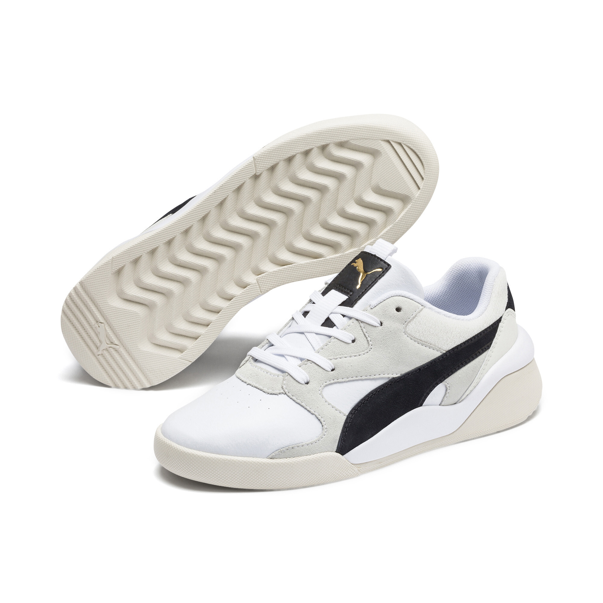 puma aeon heritage white and black sneakers