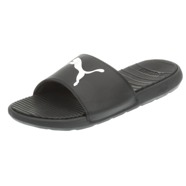 puma black and white slides