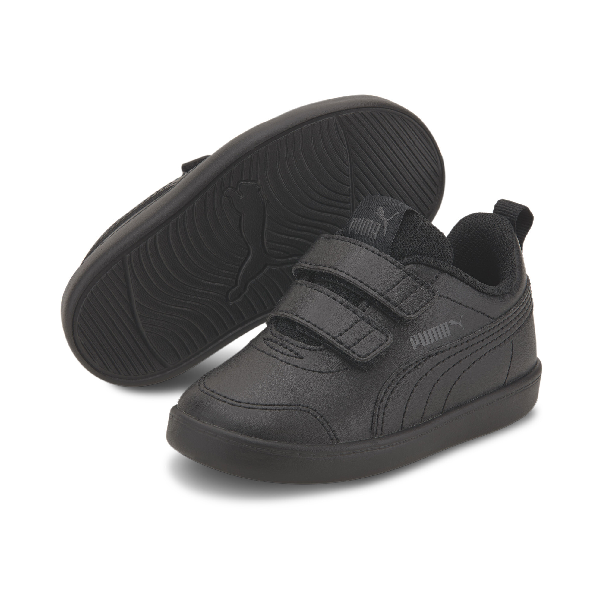 PUMA Courtflex V2 Babies' Trainers Shoes In Black, Size EU 24
