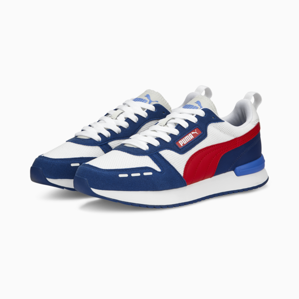 R78 Runner Trainers, PUMA White-For All Time Red-Clyde Royal-Dusky Blue, large-ZAF