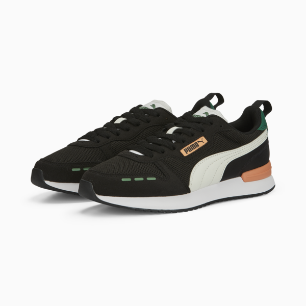 R78 Runner Trainers, PUMA Black-Vapor Gray-Orange Peach-Vine, large-ZAF