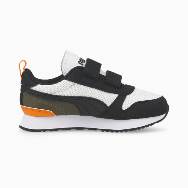 R78 Kids' Trainers, Puma White-Puma Black-Vibrant Orange, large-ZAF