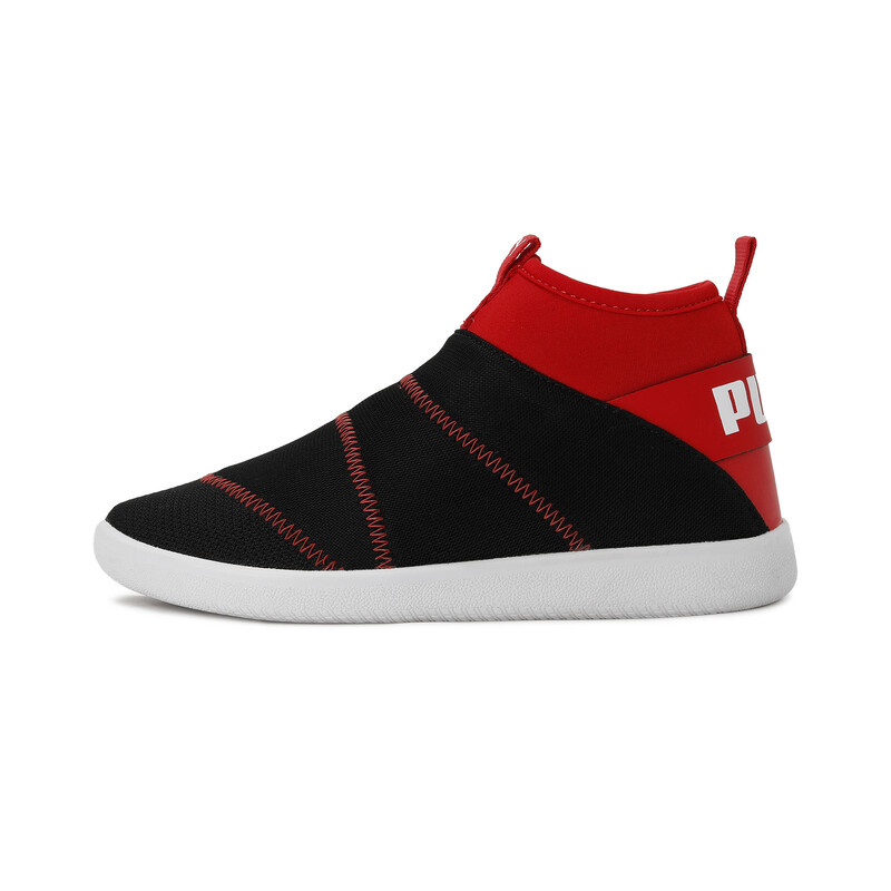 

PUMA Lazy Knit Mid Kid's Sneakers, Black/red