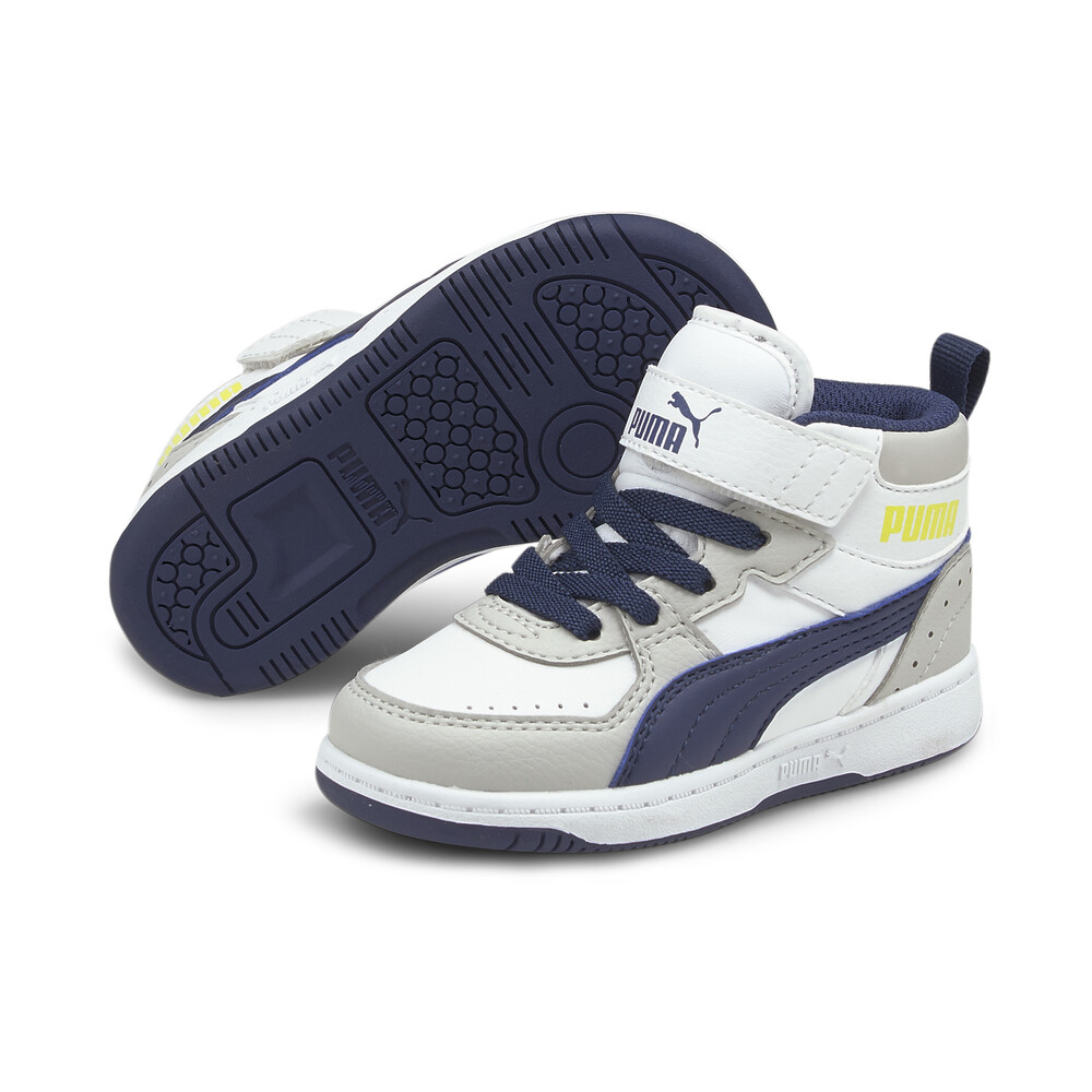 

PUMA - Детские кеды Rebound JOY Babies' Trainers – Puma White-Elektro Blue-Gray Violet-Sulphur Spring –, Белый