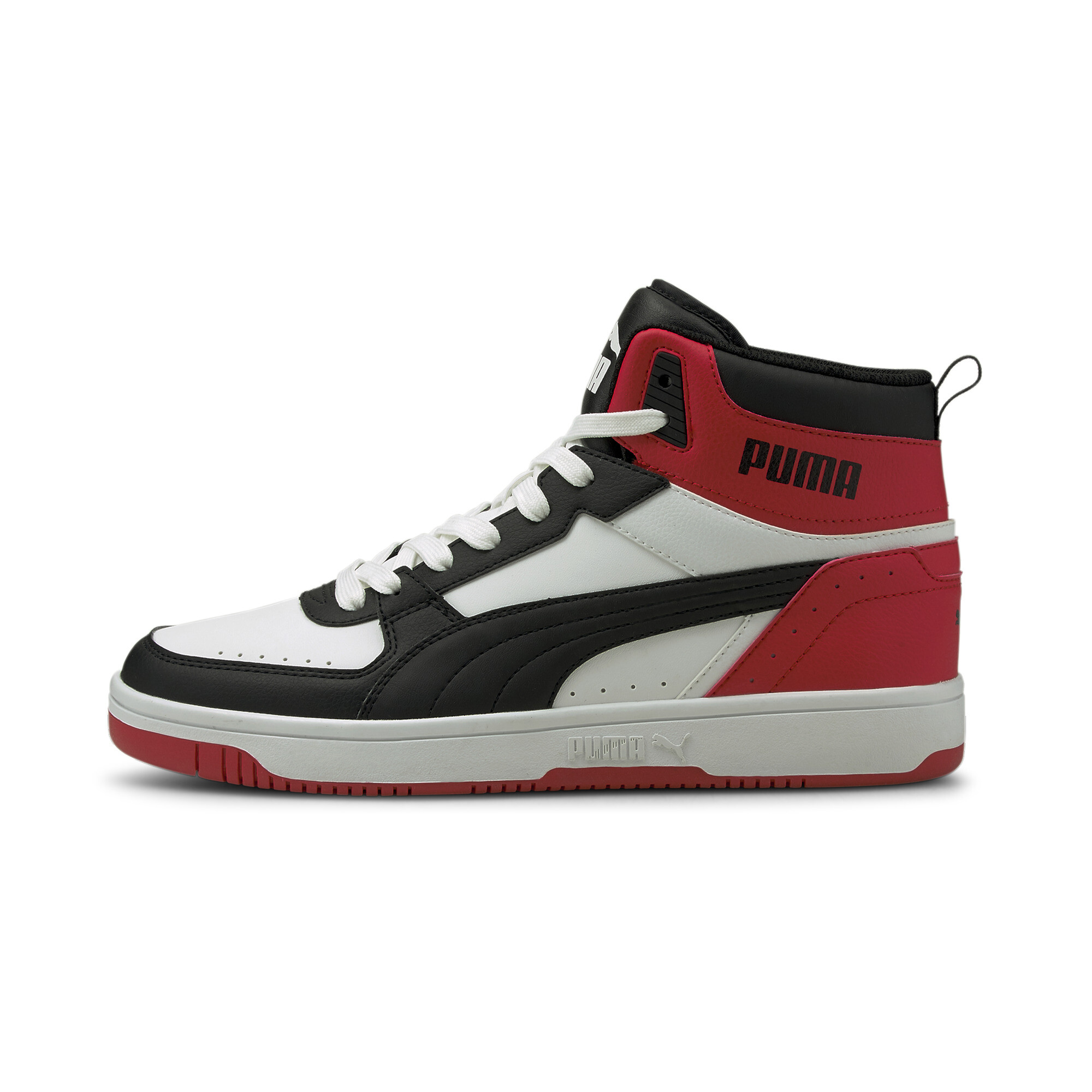 PUMA Rebound JOY Sneakers Heren White- Black-Covert Green - Schoenen.nl