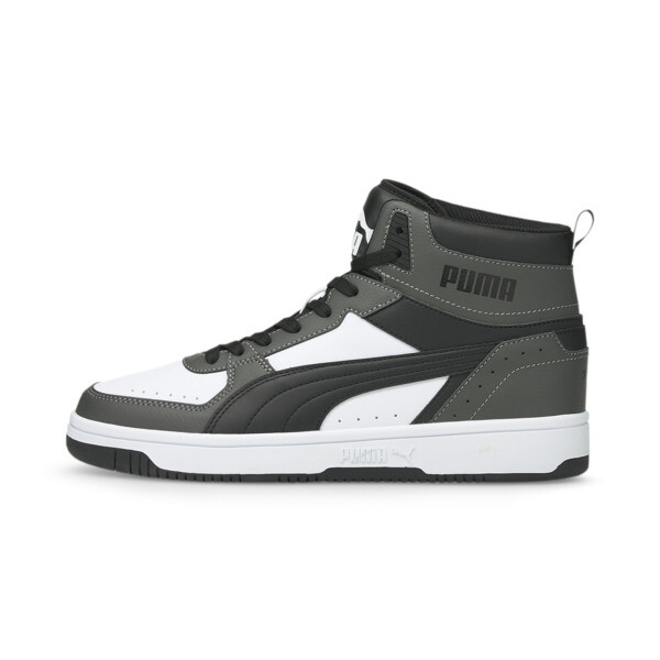 Shop Puma Rebound Joy Men's Sneakers In Dark Shadow- Black- White