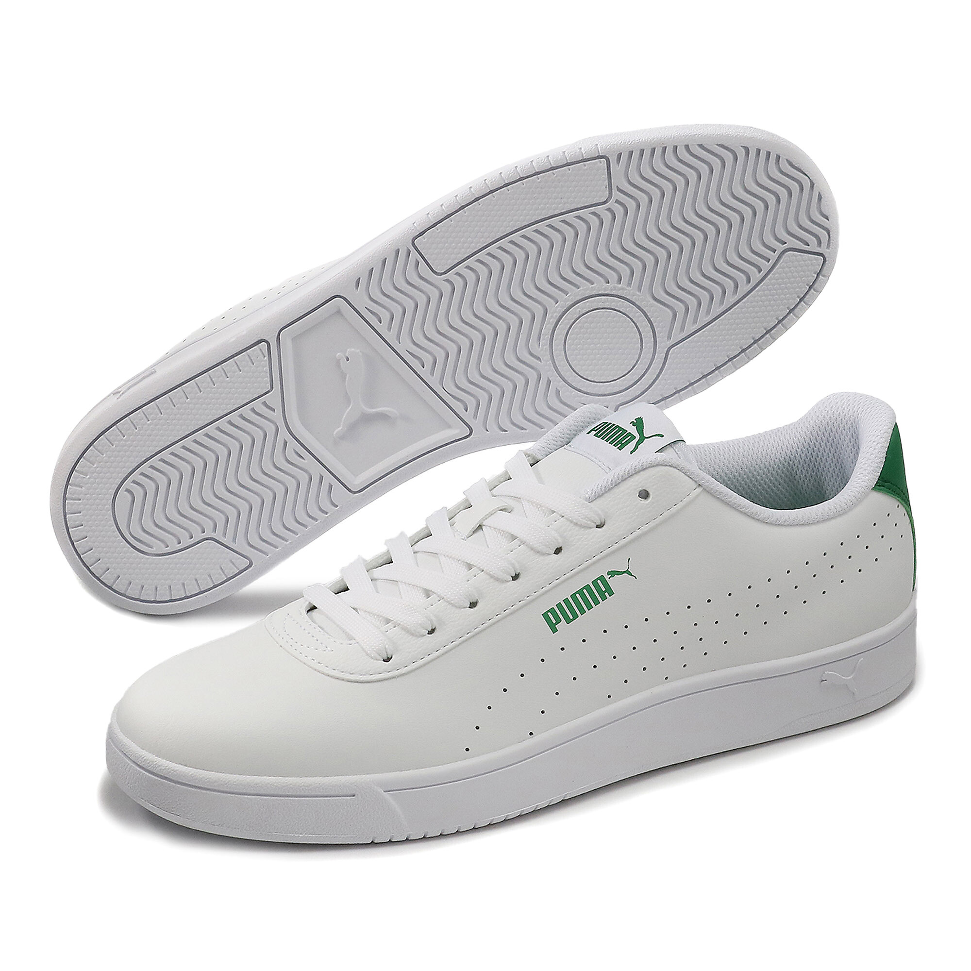 【プーマ公式通販】 プーマ コート ピュア スニーカー ユニセックス ユニセックス Puma White-Puma White-Amazon Green ｜PUMA.com