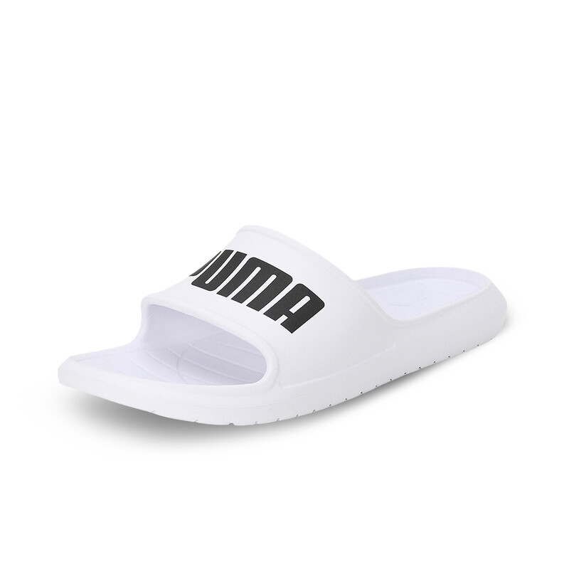 PUMA Divecat V2 Lite Unisex Slides in White/Black size UK 10