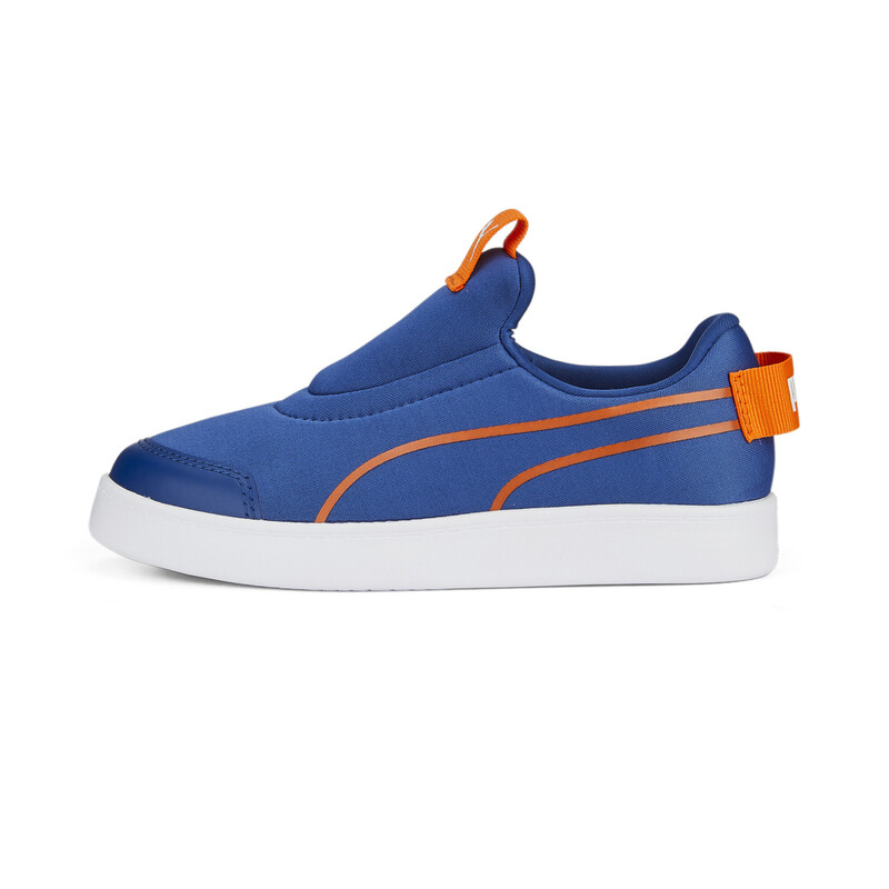 PUMA Courtflex V2 Slip On Kids' Sneakers in White/Orange/Blue size 6-Y ...