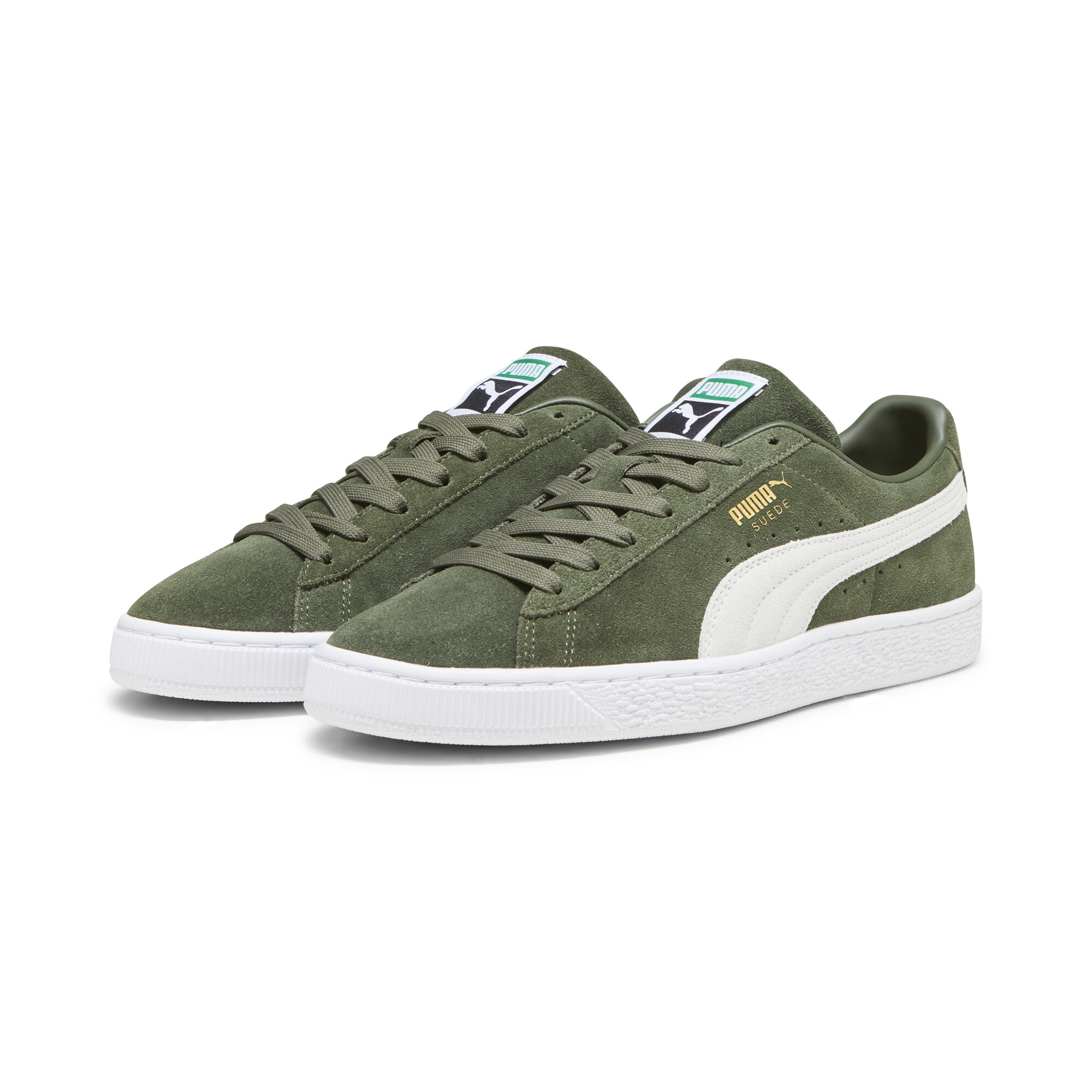 Kids' PUMA Suede Classic XXI Trainers Shoes In Green, Size EU 43