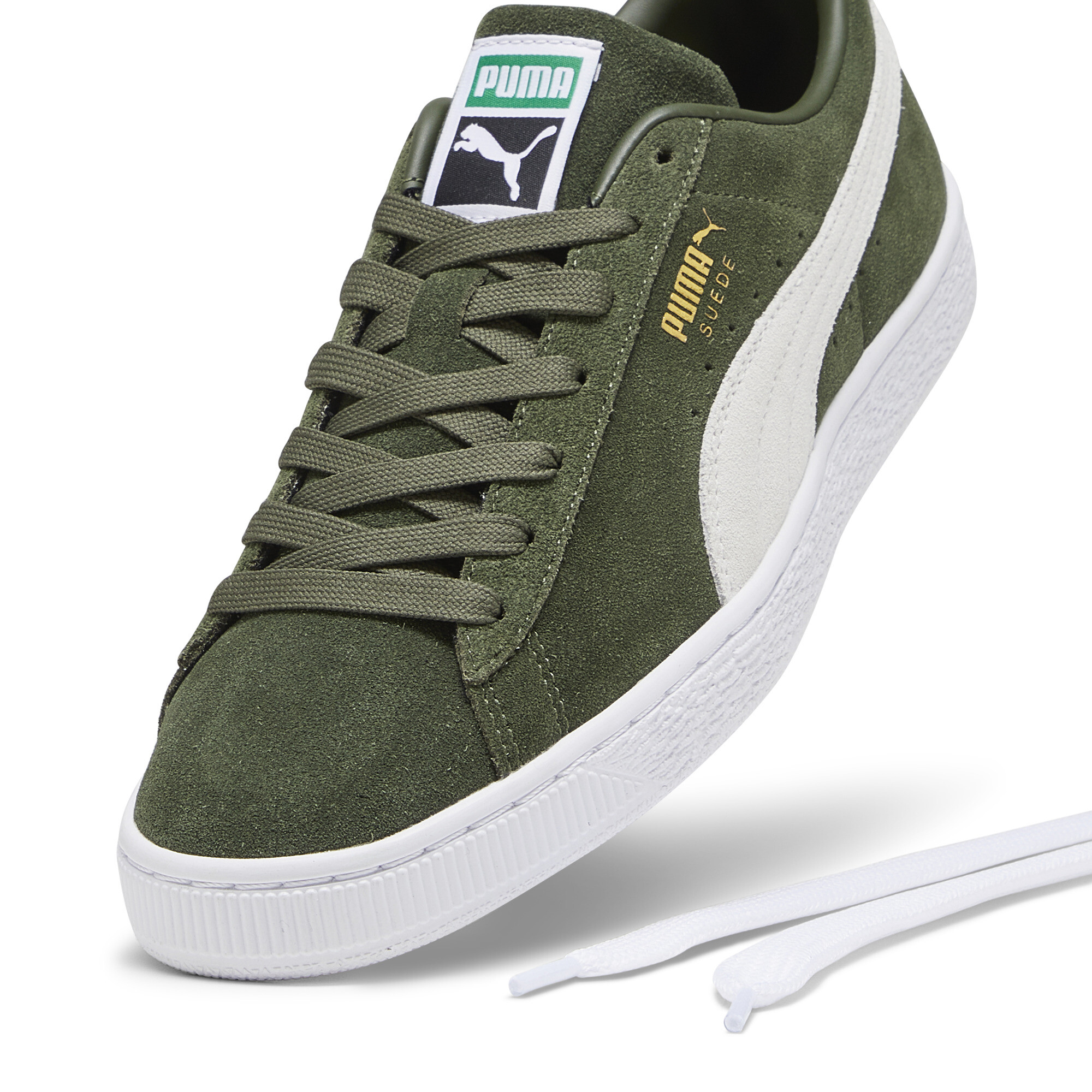 Kids' PUMA Suede Classic XXI Trainers Shoes In Green, Size EU 44