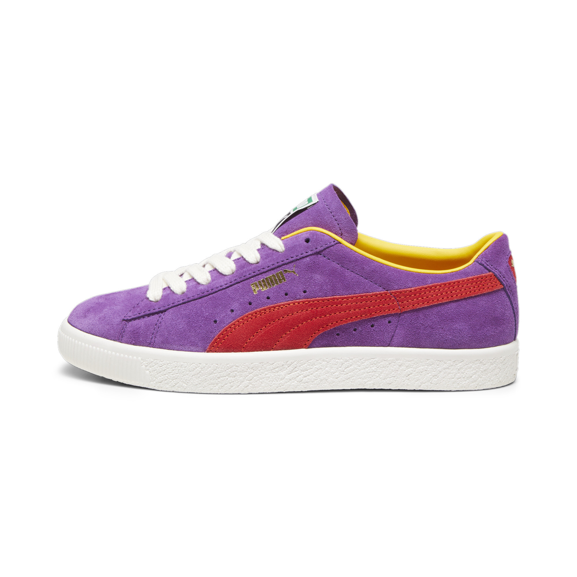 Purple and cheap yellow puma suedes