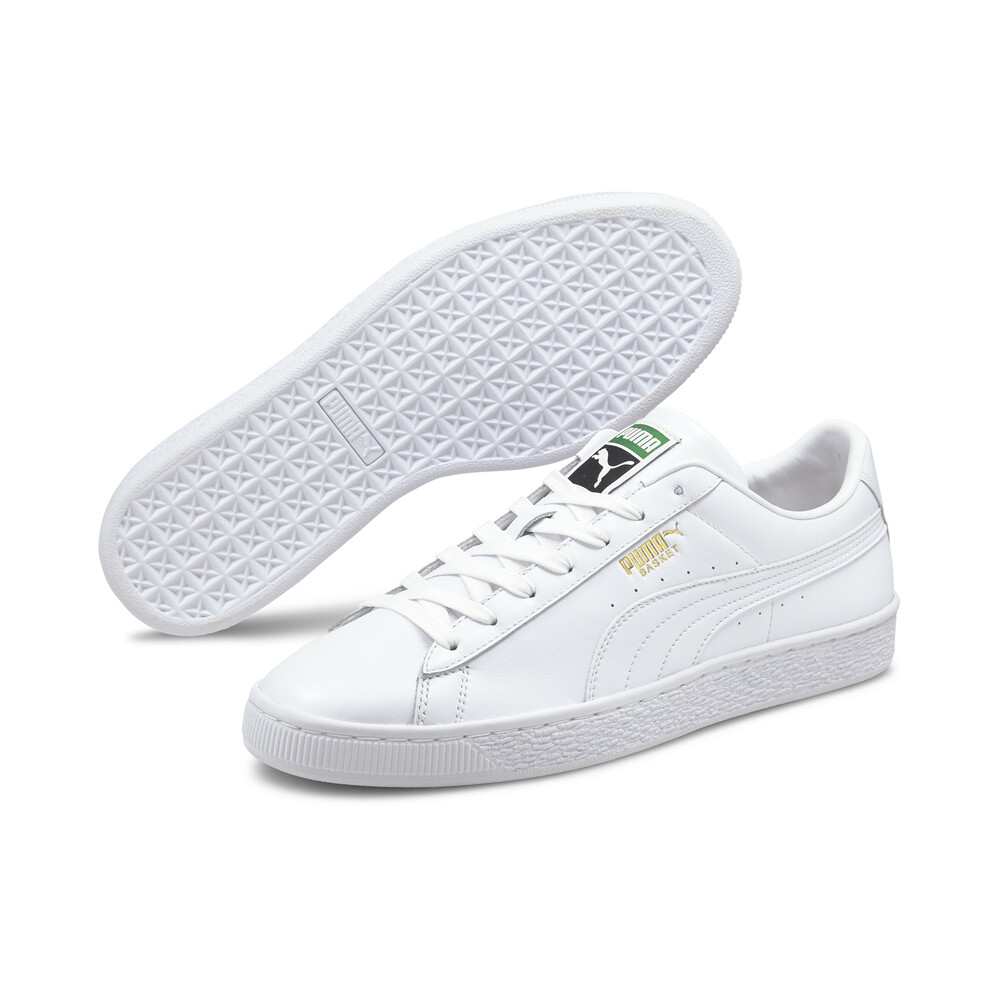 mens white puma basket trainers