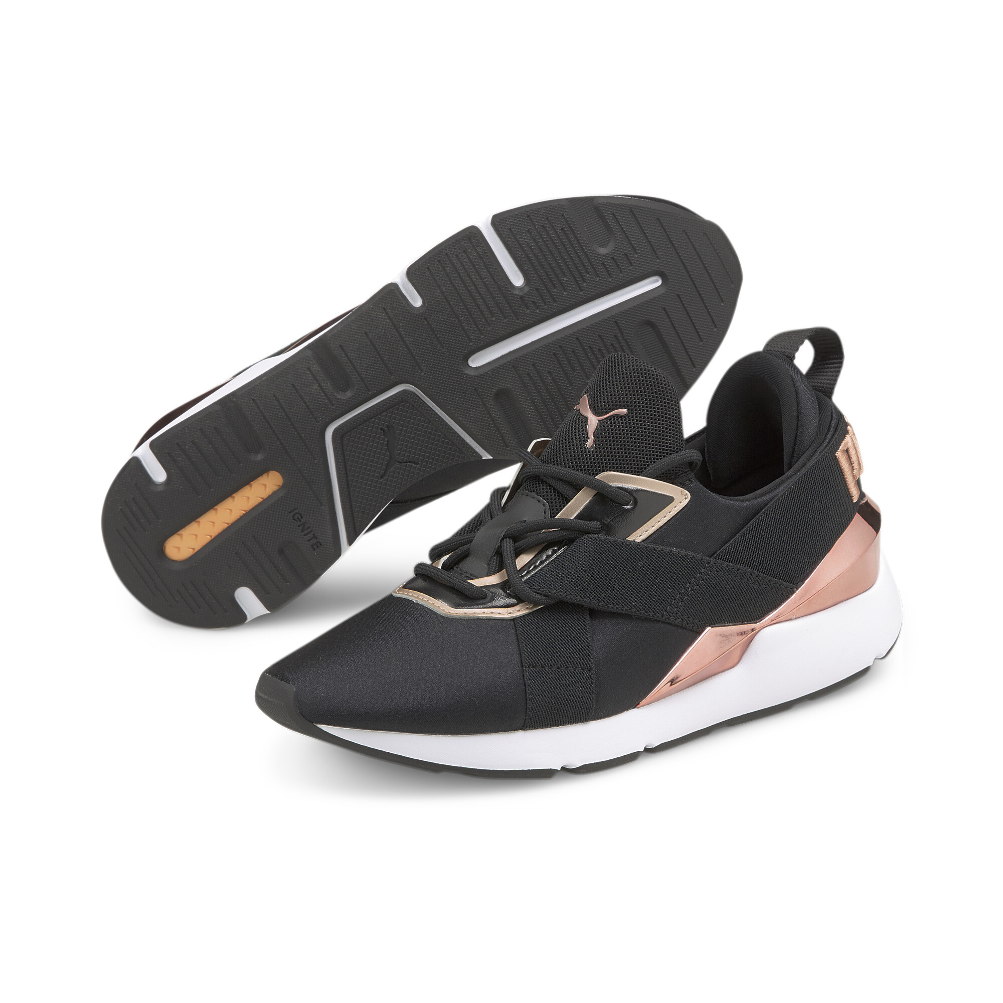 【プーマ公式通販】 プーマ ミューズ X3 メタリック ウィメンズ スニーカー ウィメンズ Puma Black-Puma White-Rose Gold ｜PUMA.com