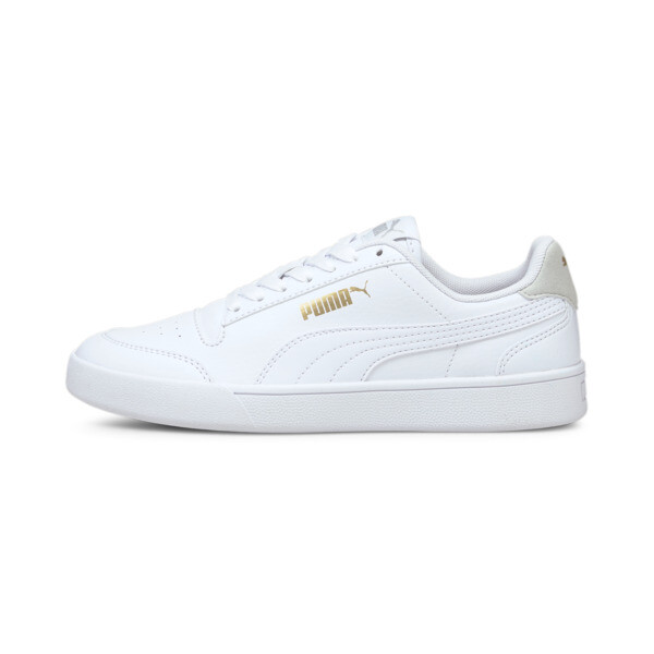 Puma Shuffle Big Kids' Sneakers In White- White-gray Violet- Team Gold