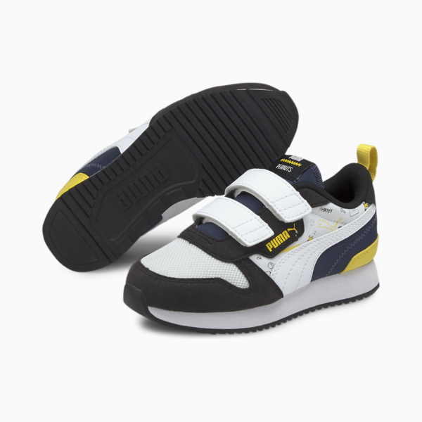 PUMA x PEANUTS R78 V Kids' Trainers, Puma Black-Puma White-Peacoat, large-ZAF