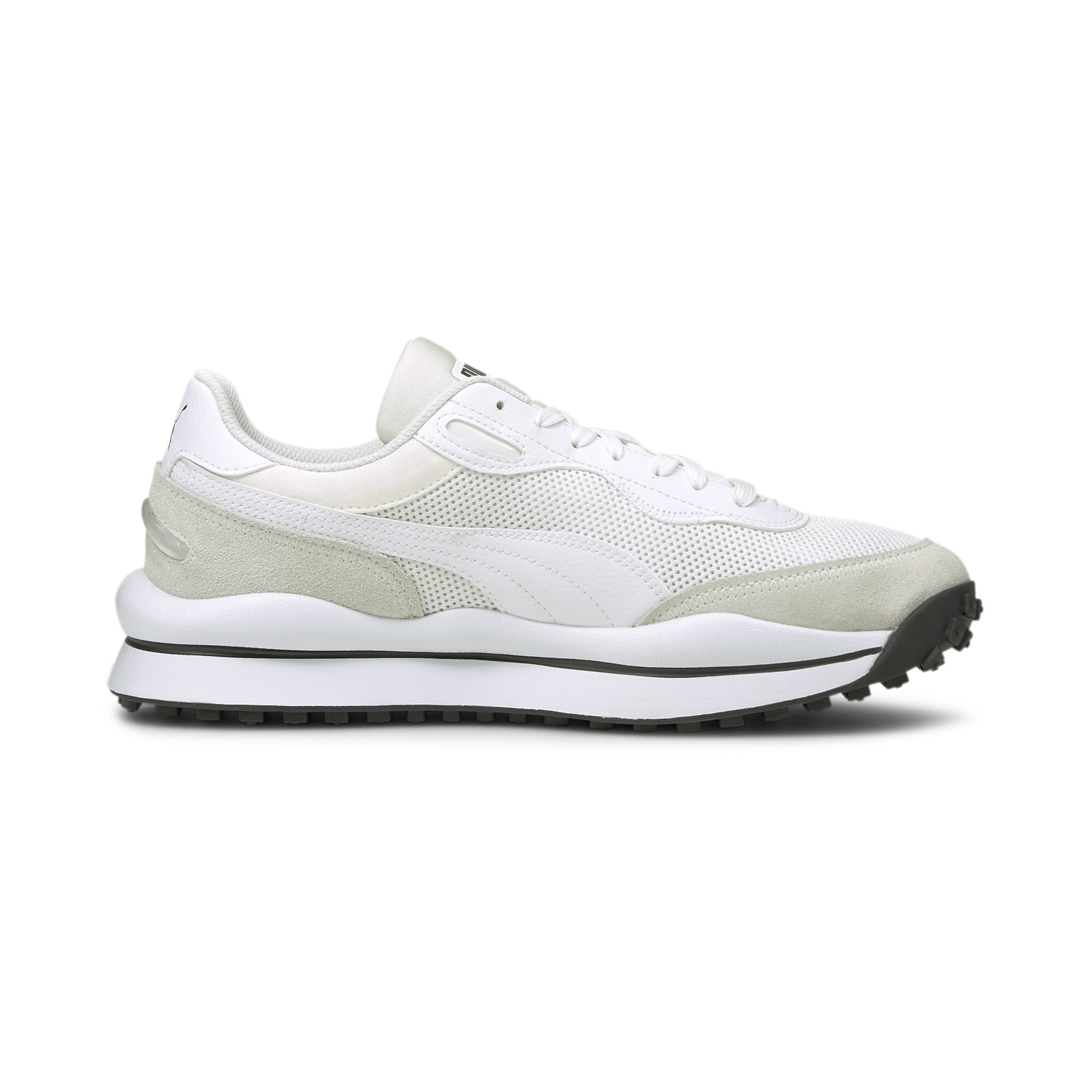 Men's PUMA Style Rider Clean Trainers Shoes In White, Size EU 35.5