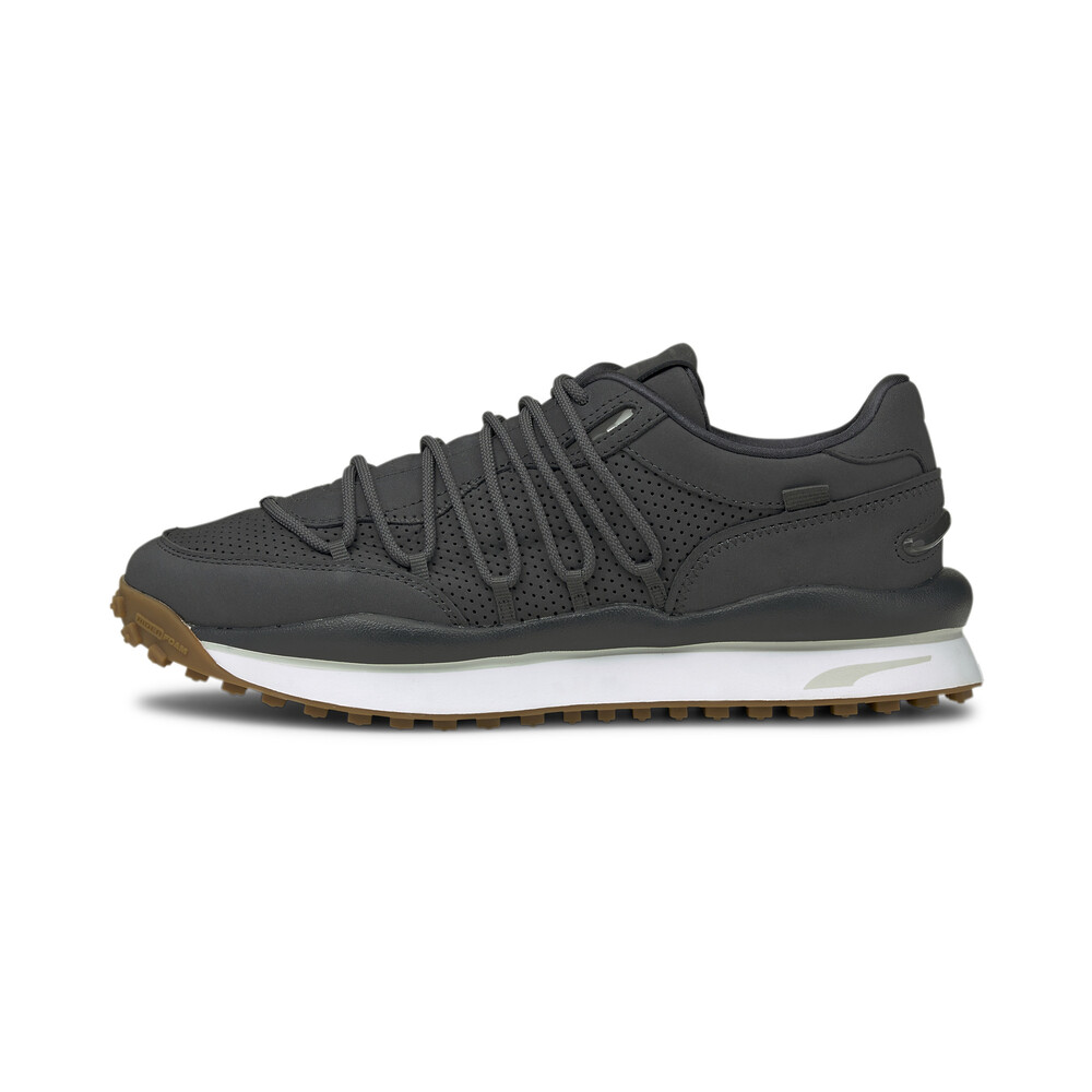 puma round toe lace up sneakers black