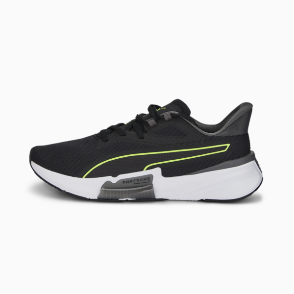 PWRFRAME Men's Training Shoes, Puma Black-CASTLEROCK-Lime Squeeze, large-ZAF