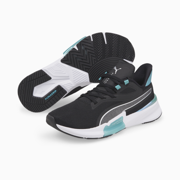 PWRFrame Stardust Women's Training Shoes, Puma Black-Metallic Silver-Porcelain, large-ZAF