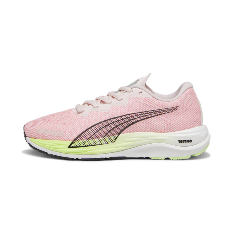 Women's PUMA Velocity NITRO 2 Running Lightweight Shoes in Gray/Green/Pink size 4