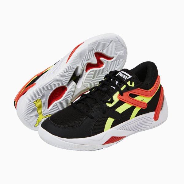 TRC Blaze Court Basketball Shoes, Puma Black-Cherry Tomato, large-ZAF