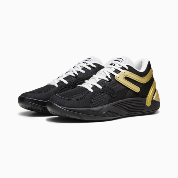 TRC Blaze Court Basketball Shoes, PUMA Black-Sedate Gray-PUMA White-Metallic Gold, large-ZAF
