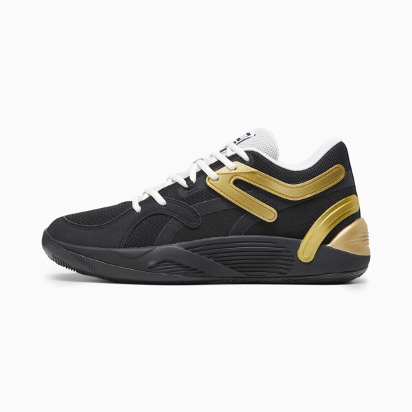 TRC Blaze Court Basketball Shoes, PUMA Black-Sedate Gray-PUMA White-Metallic Gold, large-ZAF