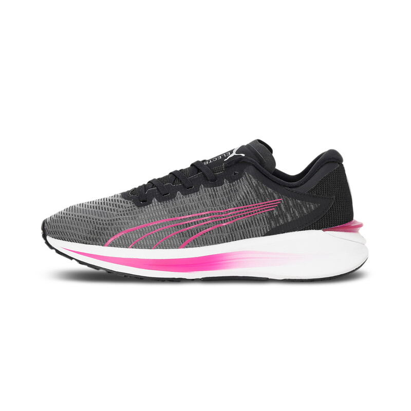 Women's PUMA Electrify Nitro Turn Running Lightweight Shoes in Black/Gray/Pink size 4