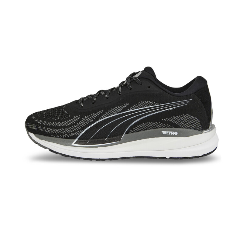 Men's PUMA Magnify Nitro Knit Running Lightweight Shoes in White/Black size 10