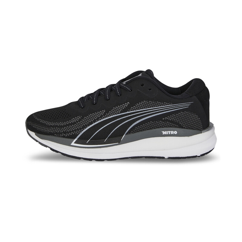 Women's PUMA Softfoam Magnify Nitro Knit Softfoam Running Shoes in White/Black size 5