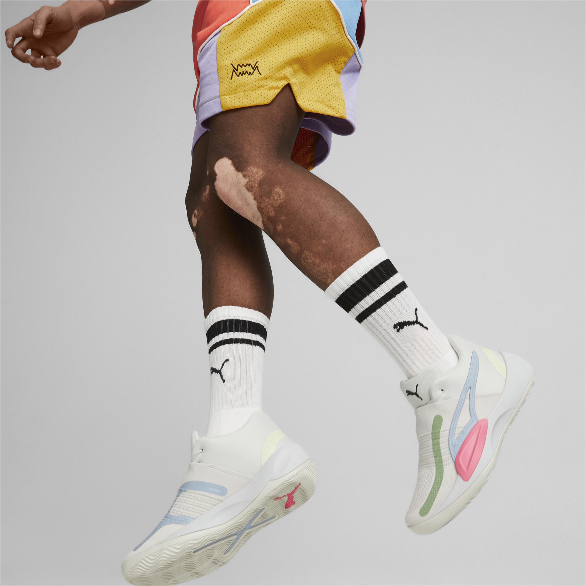Men's PUMA Rise NITRO Basketball Shoes In Gray, Size EU 42